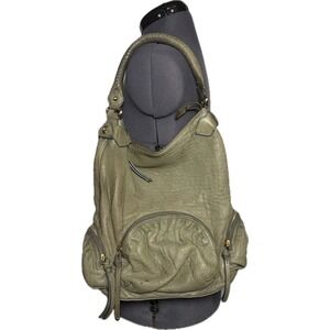 Vtg Y2K Botkier Bryant Hobo Shoulder Bag Green Pebbled Leather Slouchy STAINED